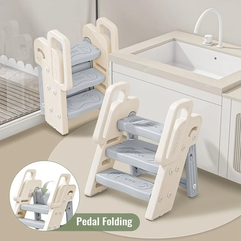 Toddler Learning Tower - Kolları ile 3 adım dışkı kaymaz