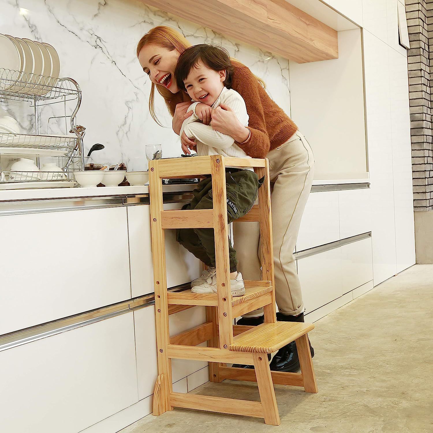 Toddler Learning Tower - Ayarlanabilir Yükseklikli Merdiven Taburesi Çocuklar İçin