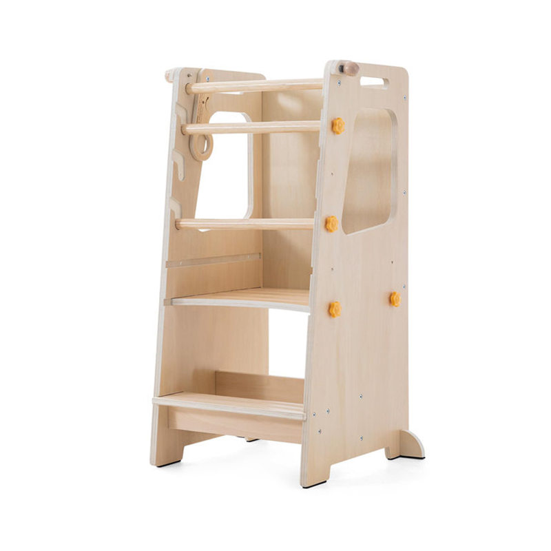Toddler Learning Tower - Katlanabilir Ahşap Bebek Öğrenme Kulesi, Kaymaz