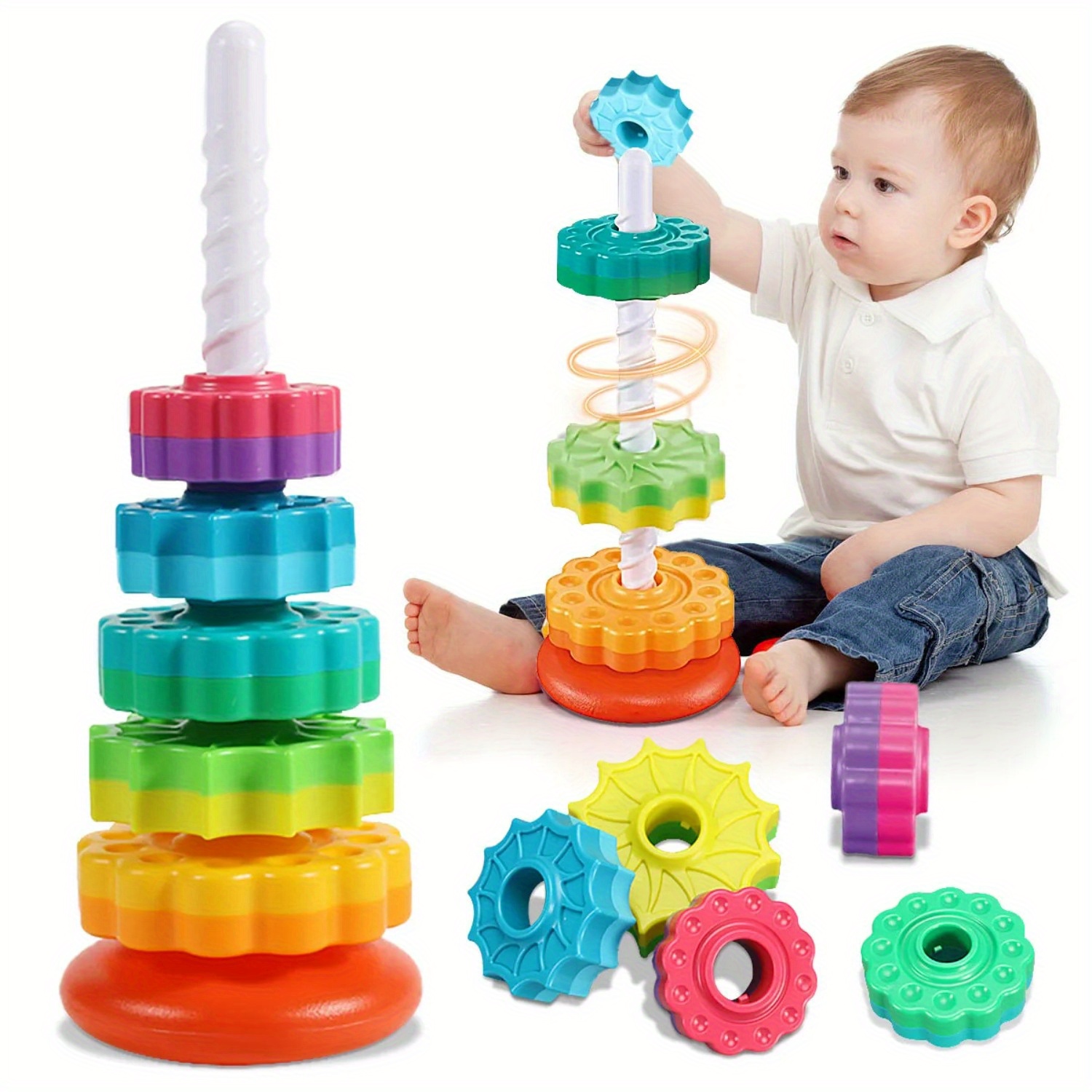 Toddler Learning Tower - Dönen Gökkuşağı Kulesi İstifleme ve Sökme